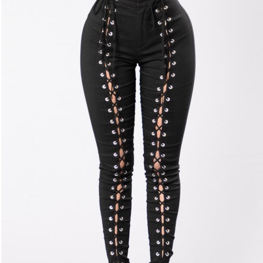 Fashion Nova High-Rise Lace up Pants
